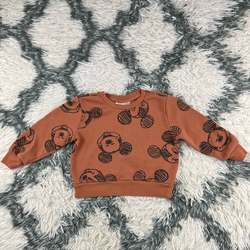 Disney Junior Kids Mickey Sweatshirt Brown Black Size 2T